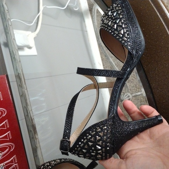 Delicacy Black and Silver Heels - Picture 5 of 11